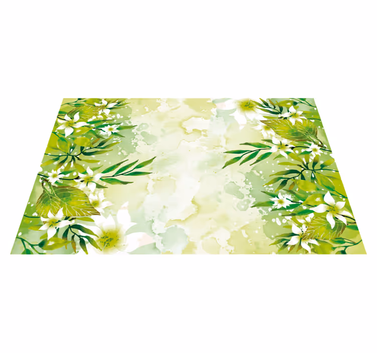 Botanical Greenery flower vinyl rug - TenStickers