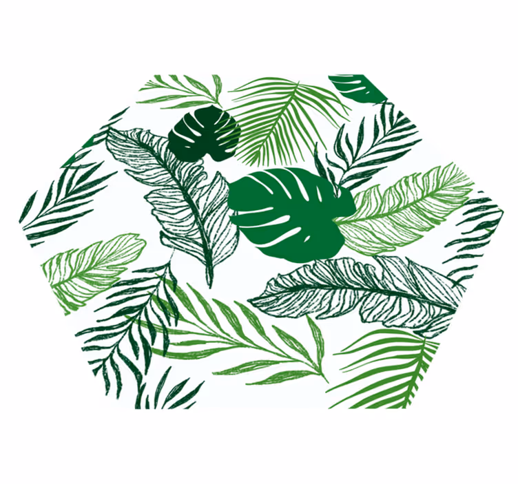Tropical Foliage Hexagon flower vinyl rug - TenStickers