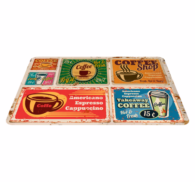Amercian coffee vintage vinyl rugs - TenStickers