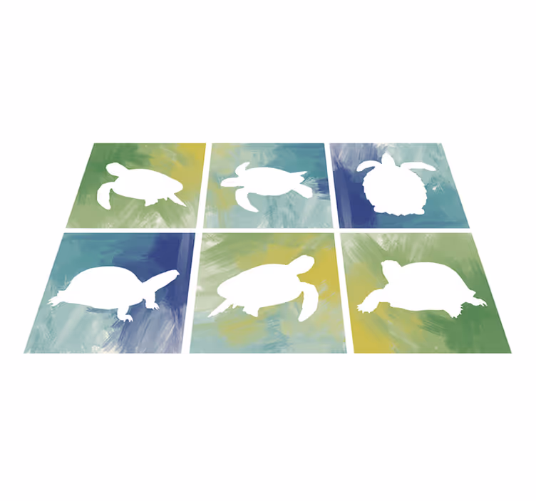 Turtle Silhouette Mosaic animal vinyl rug - TenStickers