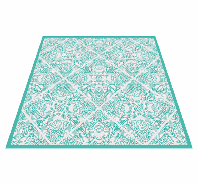 Geometric Patterned Overlay geometric vinyl rug - TenStickers
