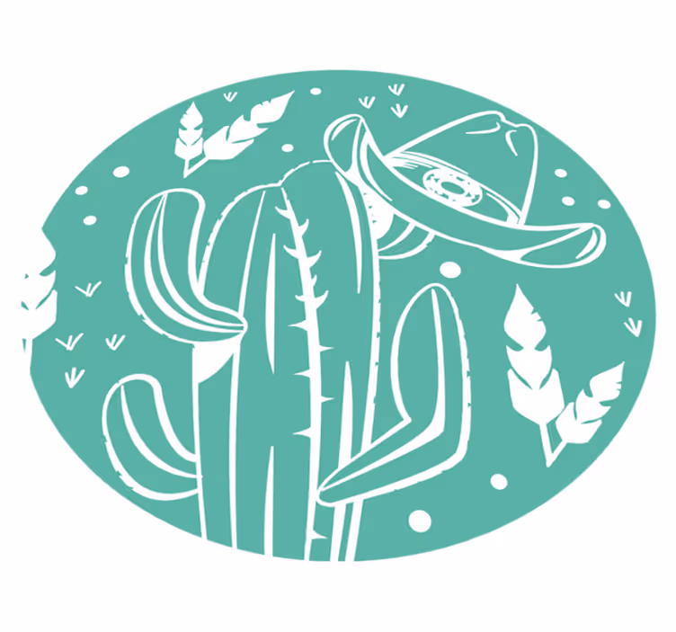 Botanical Cactus Theme flower vinyl rug - TenStickers