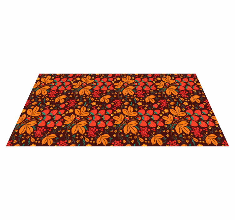 Strawberriy Russian folk pattern floral rug - TenStickers