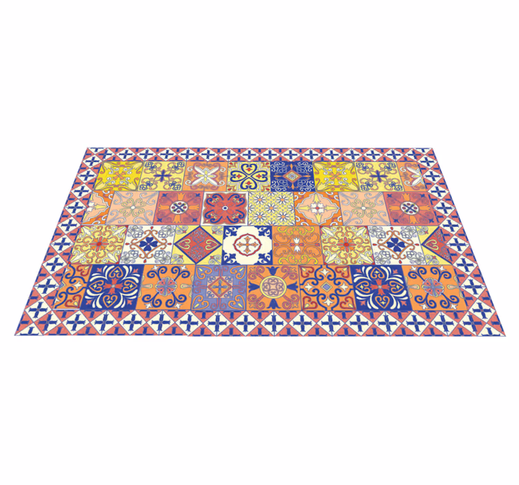 Colorful Tilework mosaic vinyl rug - TenStickers