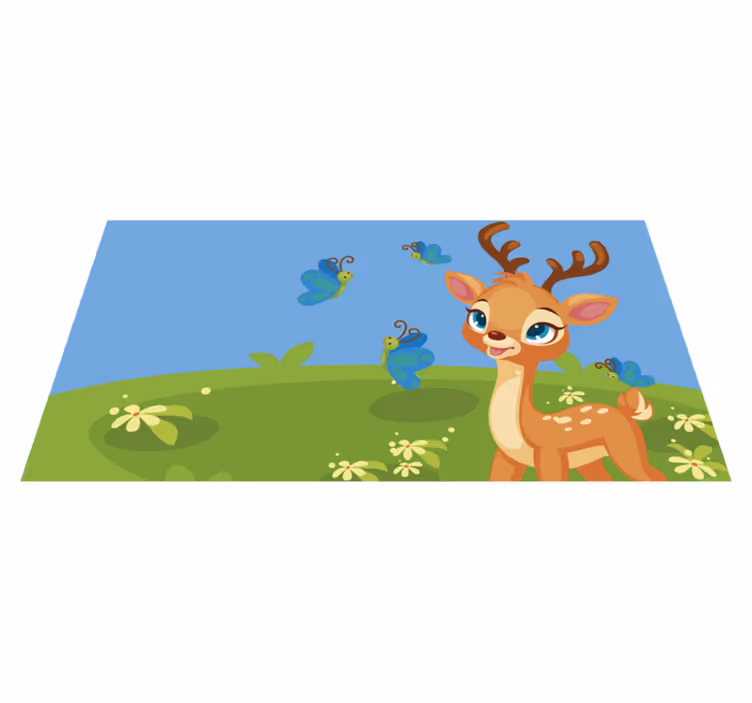 Cute cartoon deer kids vinyl rug - TenStickers