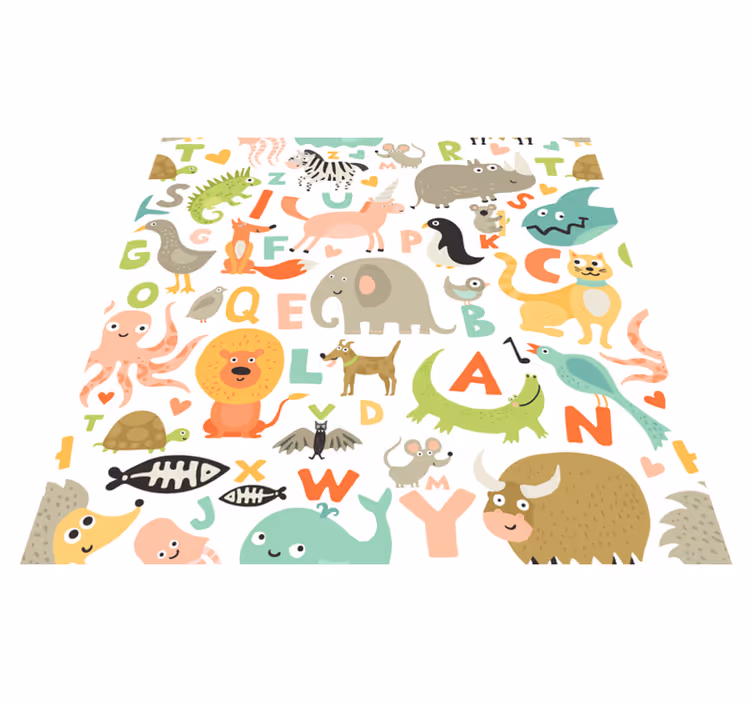 kids animals with alphabet letters vinyl rug - TenStickers