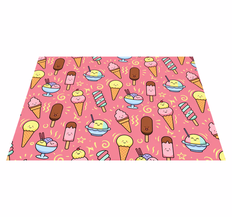 Children's vinyl rug ice cream with smile - TenStickers
