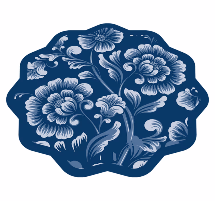 Floral Motif Accent flower vinyl rug - TenStickers