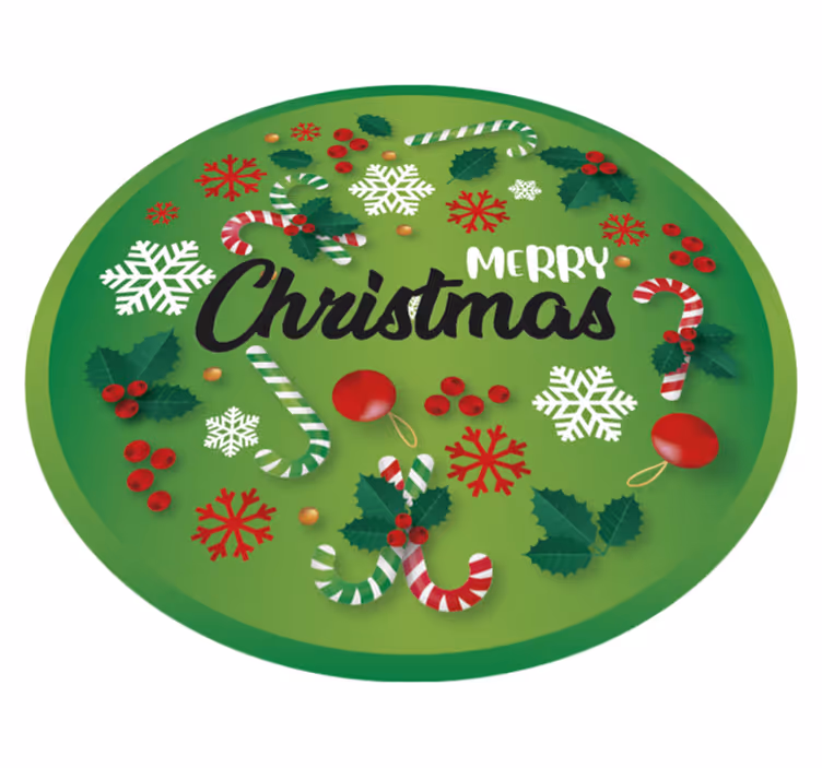 Merry Christmas Green Vinyl Rug - TenStickers
