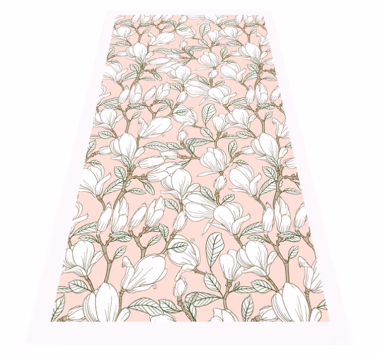 vinyl rug for kitchen full of flowers vinyl rug - TenStickers
