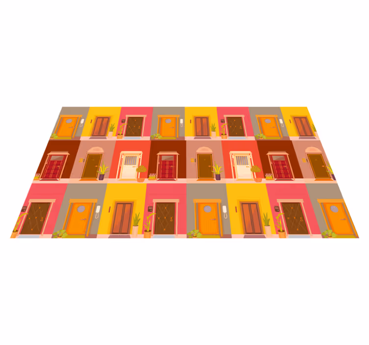 Colorful Doorway Pattern minimalist vinyl rug - TenStickers