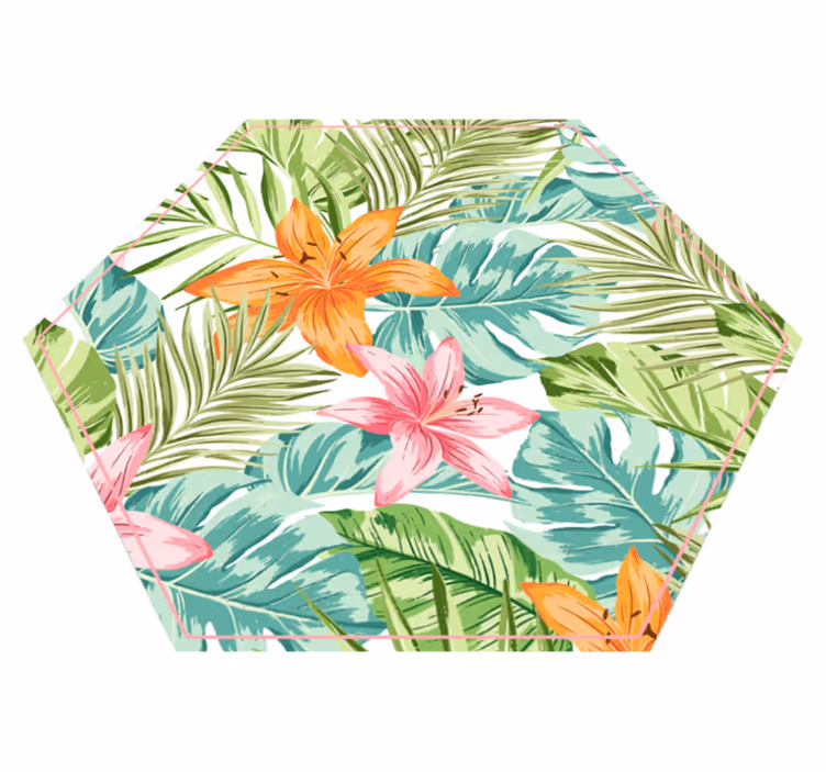 Tropical Flora flower vinyl rug - TenStickers