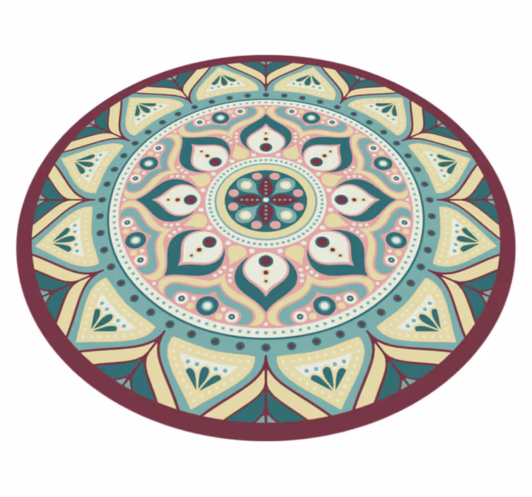 Round vinyl carpet mandala multicolor - TenStickers