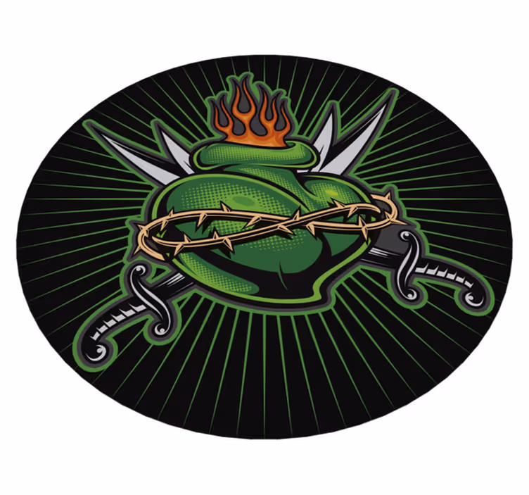 Fiery Sword Heart gaming vinyl rug - TenStickers