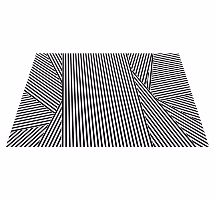 Black white striped vinyl rug for living room - TenStickers