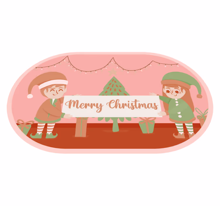 Festive Elves Scene christmas vinyl rug - TenStickers