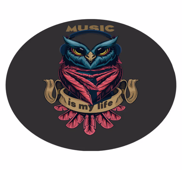 musical owl illustration with text animal rug - TenStickers