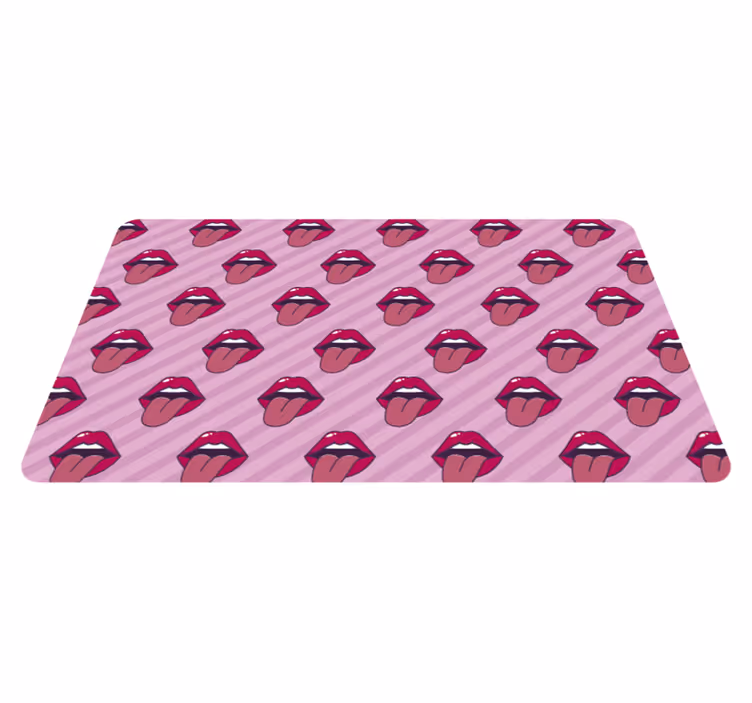 Pink tongue and lips teen vinyl rug - TenStickers