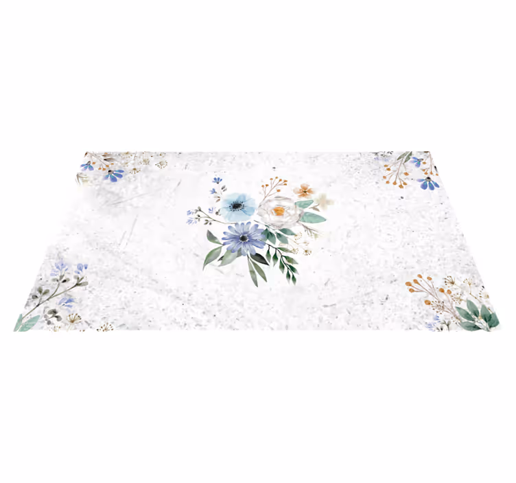 Floral Marble Elegance flower vinyl rug - TenStickers
