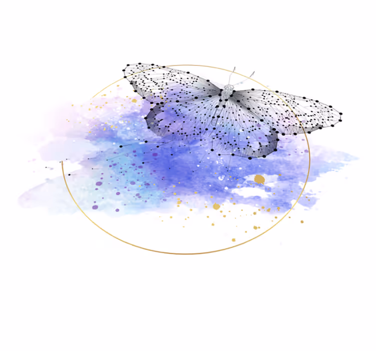 Butterfly Watercolor flower vinyl rug - TenStickers