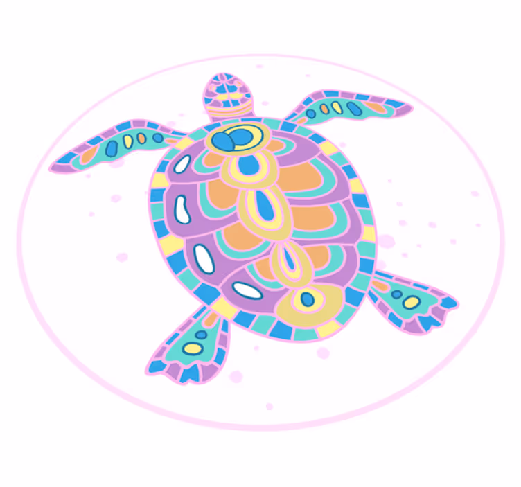 Colorful Turtle Illustration kids vinyl rug - TenStickers