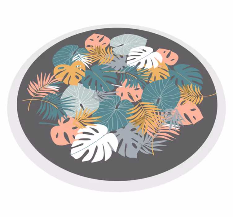 Botanical Leaf Circle flower vinyl rug - TenStickers