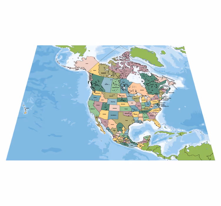 North American map world map rug - TenStickers