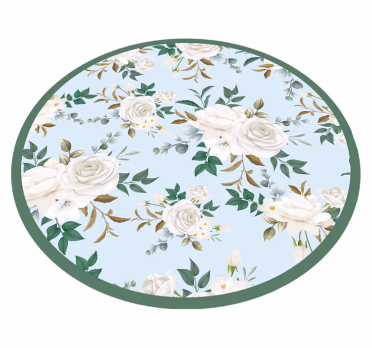 Floral Circular Composition flower vinyl rug - TenStickers