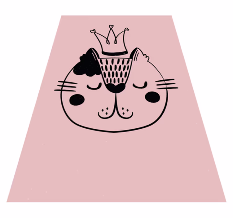 Crowned Cat Illustration animal vinyl rug - TenStickers