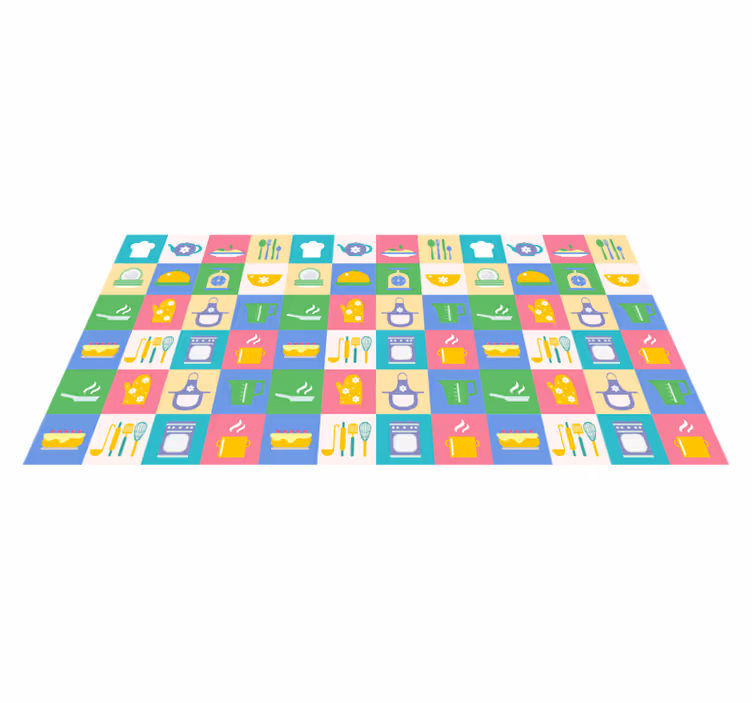 Colorful Kitchen Icons kitchen vinyl rug - TenStickers