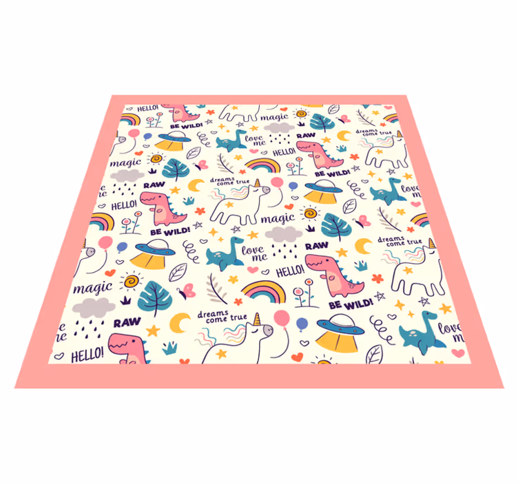 Colorful Dinosaur Theme kids vinyl rug - TenStickers