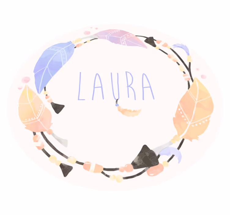Personalized Feather Circle custom vinyl rug - TenStickers
