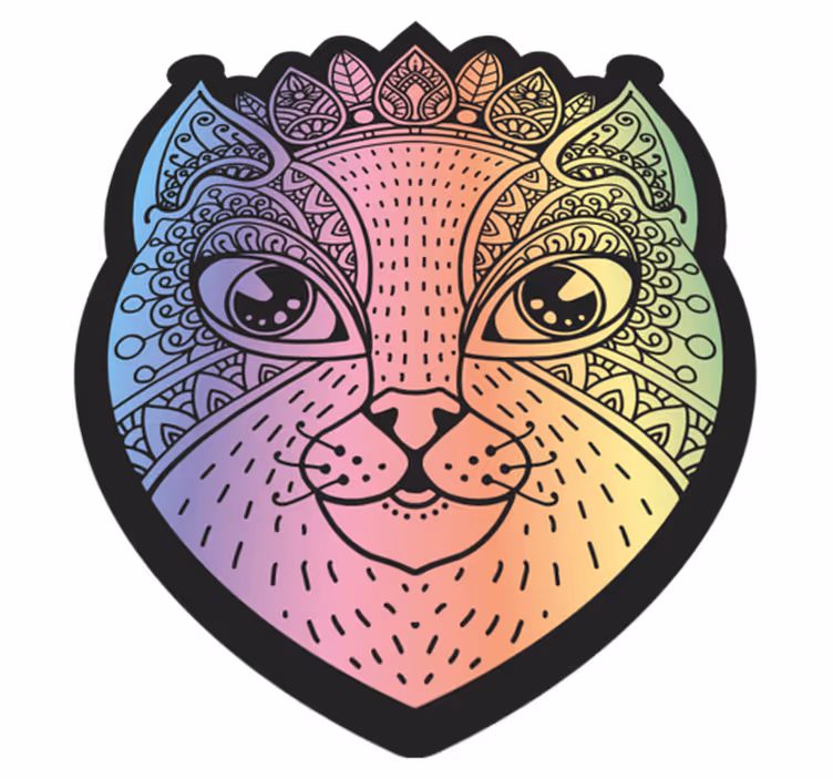 Mandala Cat Illustration animal vinyl rug - TenStickers