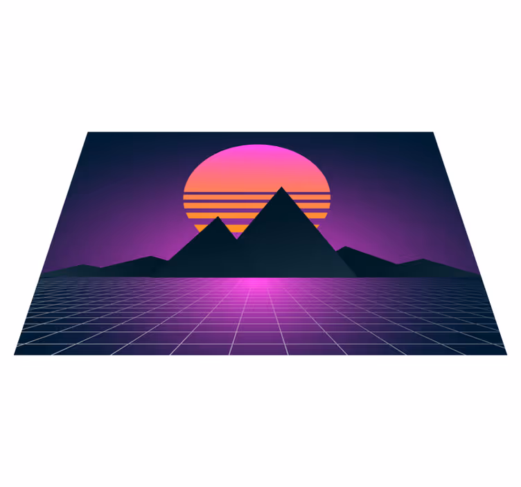 Retro Sunset Geometry vintage vinyl rug - TenStickers