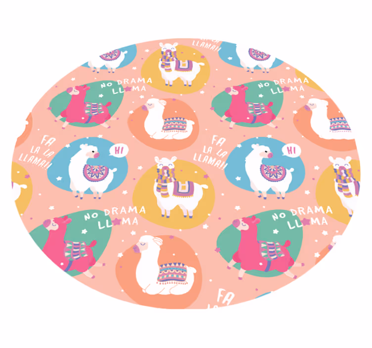 Lively Llama Circle vinyl rug - TenStickers