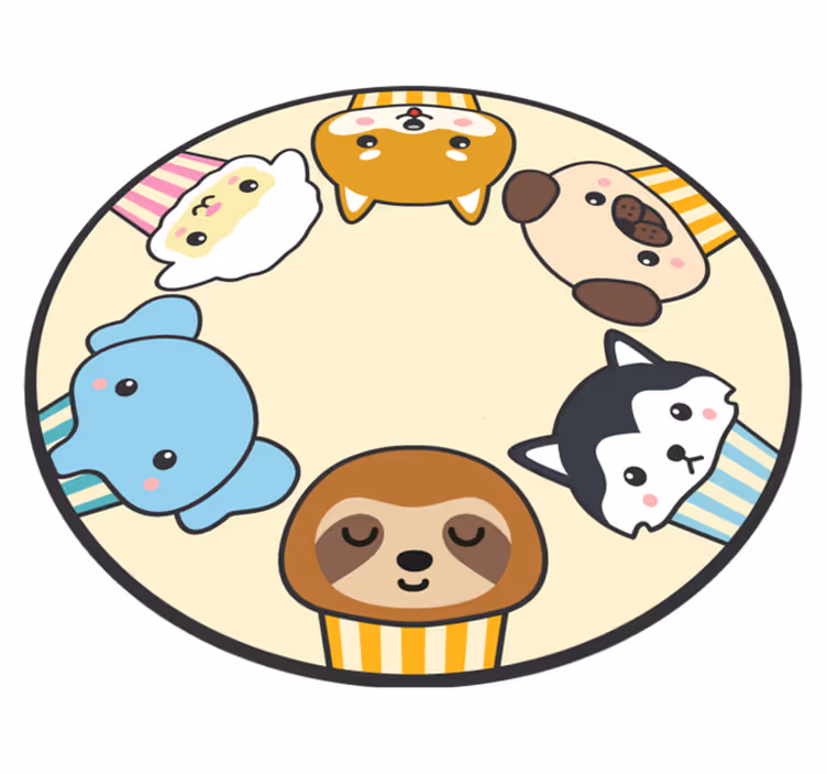 Anime animals circle animal rug - TenStickers