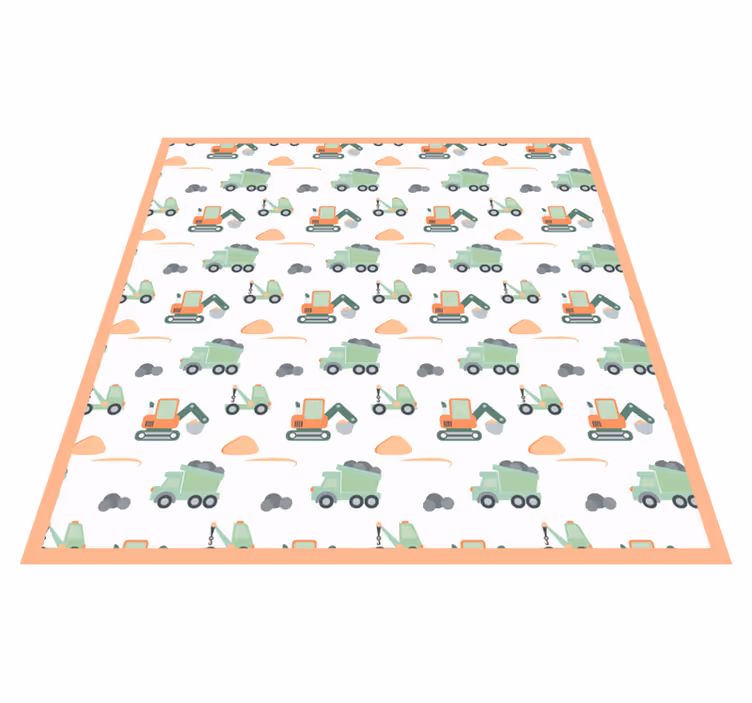 Cartoon construction vehicles kids vinyl rug - TenStickers