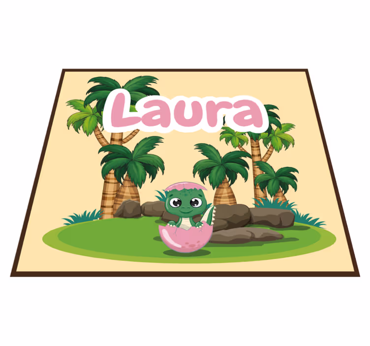Personalized Dinosaur Scene custom vinyl rug - TenStickers