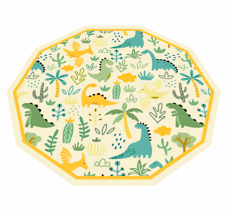 Dinosaur Hexagon vinyl rug - TenStickers