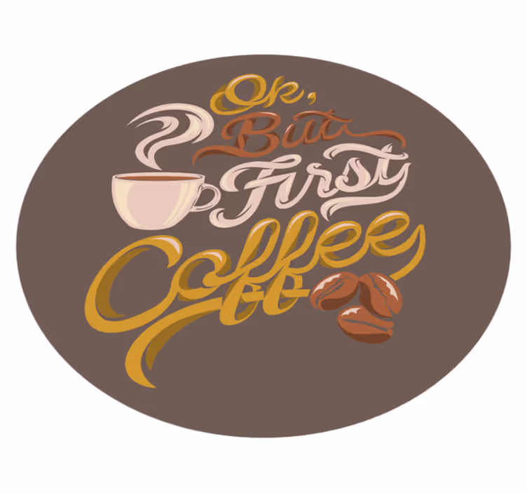 Coffee-Themed Typography custom vinyl rug - TenStickers