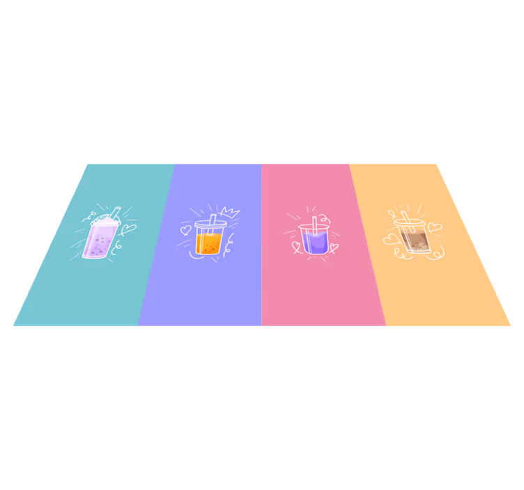 Beverage Doodle Squares custom vinyl rug - TenStickers