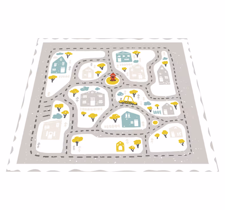 Playful Town Track vinyl rug - TenStickers