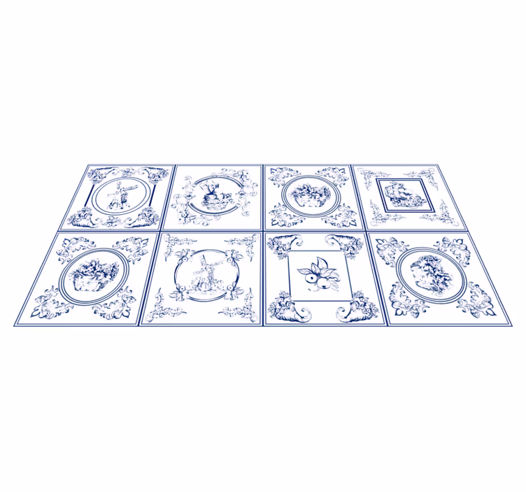 Vintage blue tiles tile carpet - TenStickers
