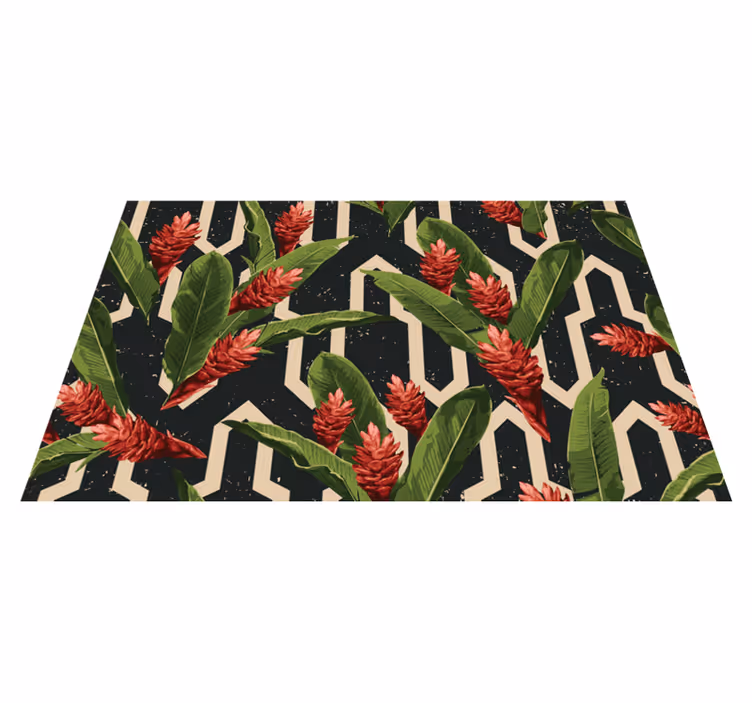 Vintage tropical leaves floral rug - TenStickers
