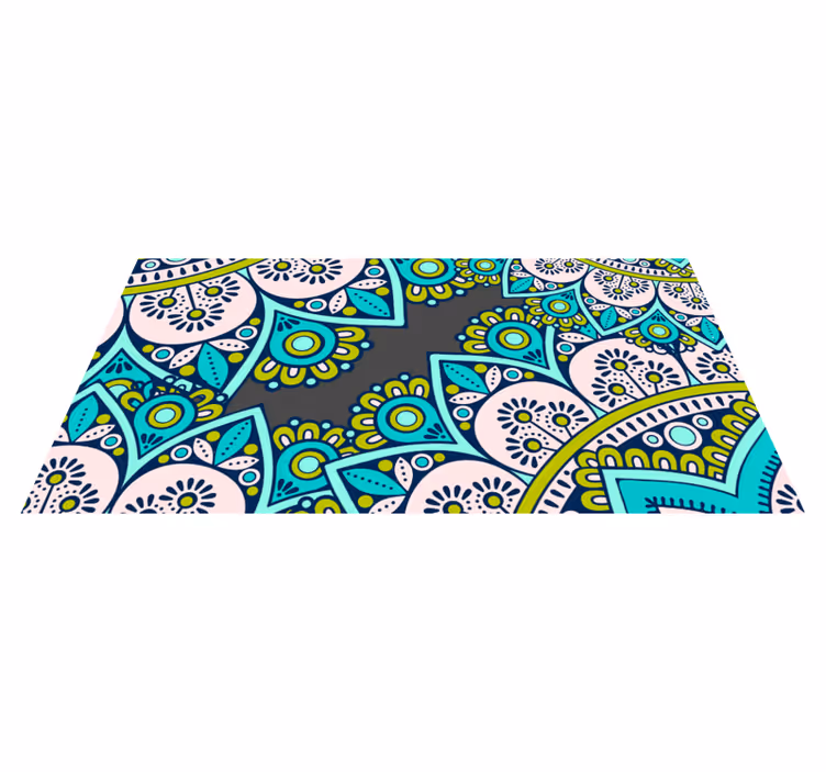 Mandala vinyl rug with lively floral design - TenStickers