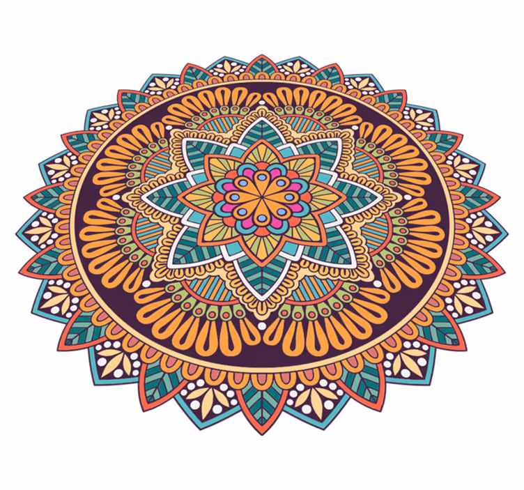 Colourful Mandala Flower mandala vinyl rug - TenStickers