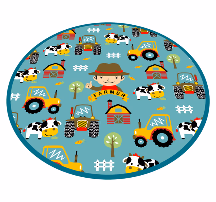 Farmer Fun Pattern vinyl rug - TenStickers