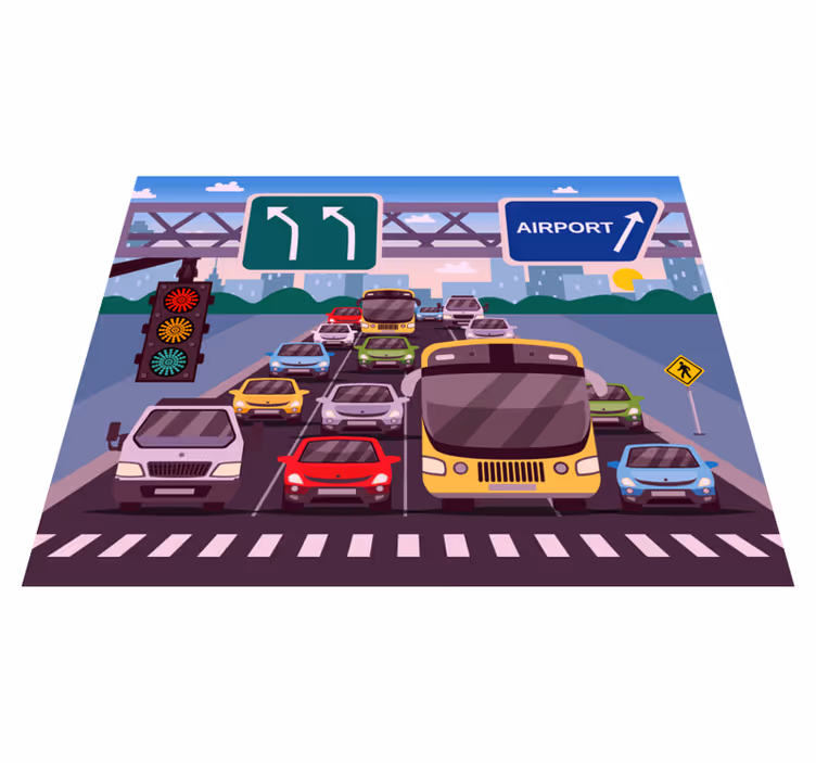 Traffic light truck kids vinyl rug - TenStickers