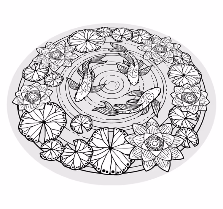 Koi Fish Serenity animal vinyl rug - TenStickers