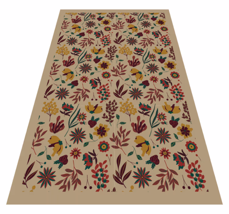 Autumn Botanical Motifs flower vinyl rug - TenStickers